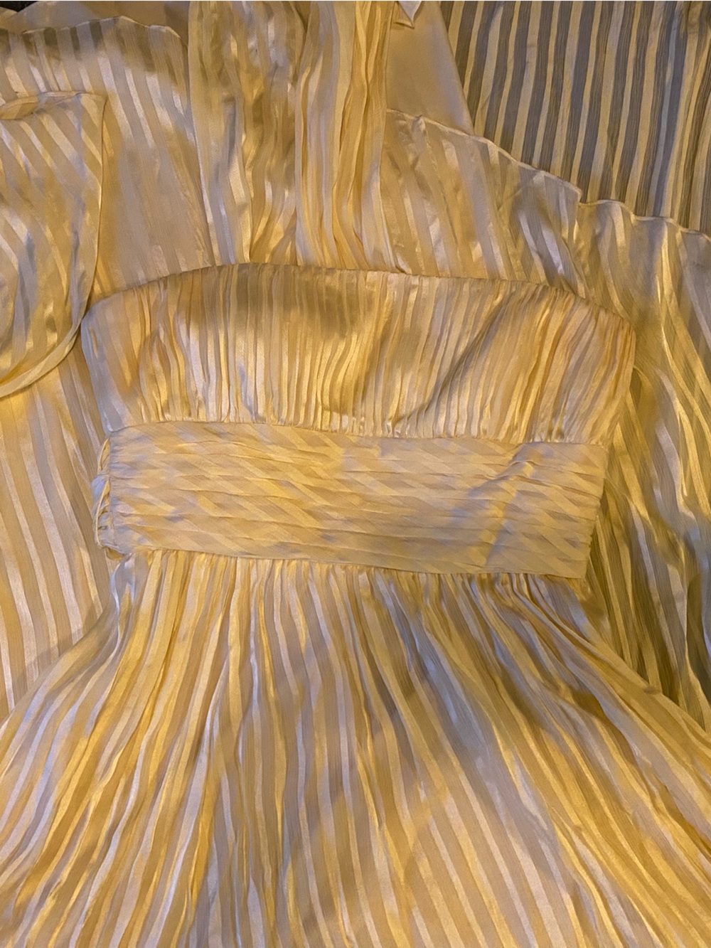 BCBGMaxAzria Yellow Pleated Silk Maxi Dress